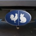 Unisex Men And Women Restroom Sign With Rooster Cat Oval Tow Trailer Hitch Cover Plug Insert