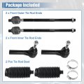 X Autohaux 6 Pcs Front Inner Outer Tie Rod End Links With Boot For Dodge Grand Caravan 2001-2004 Chrysler Town Country Voyager
