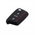 Uxcell Black Silicone 3 Button Remote Key Cover Case Shell For Volkswagen Skoda