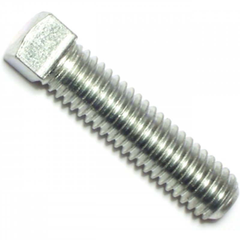 Coarse Square Head Set Screws 3 8-16 X 1 5 In Steel Silver Finish 6 Piece