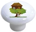 Set Of 2 Treehouse Ceramic Cabinet Drawer Pulls Knobs 