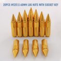 Jdmspeed New Gold 20pcs M12x1 5 Cap Spiked Extended Tuner 60mm Aluminum Wheels Rims Lug Nuts