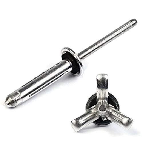 Tri Fold Exploding Pop Rivets 3 16 Aluminum Shaveable Head Blind With Sealing Washer In X 4 Grip Pack Of 25