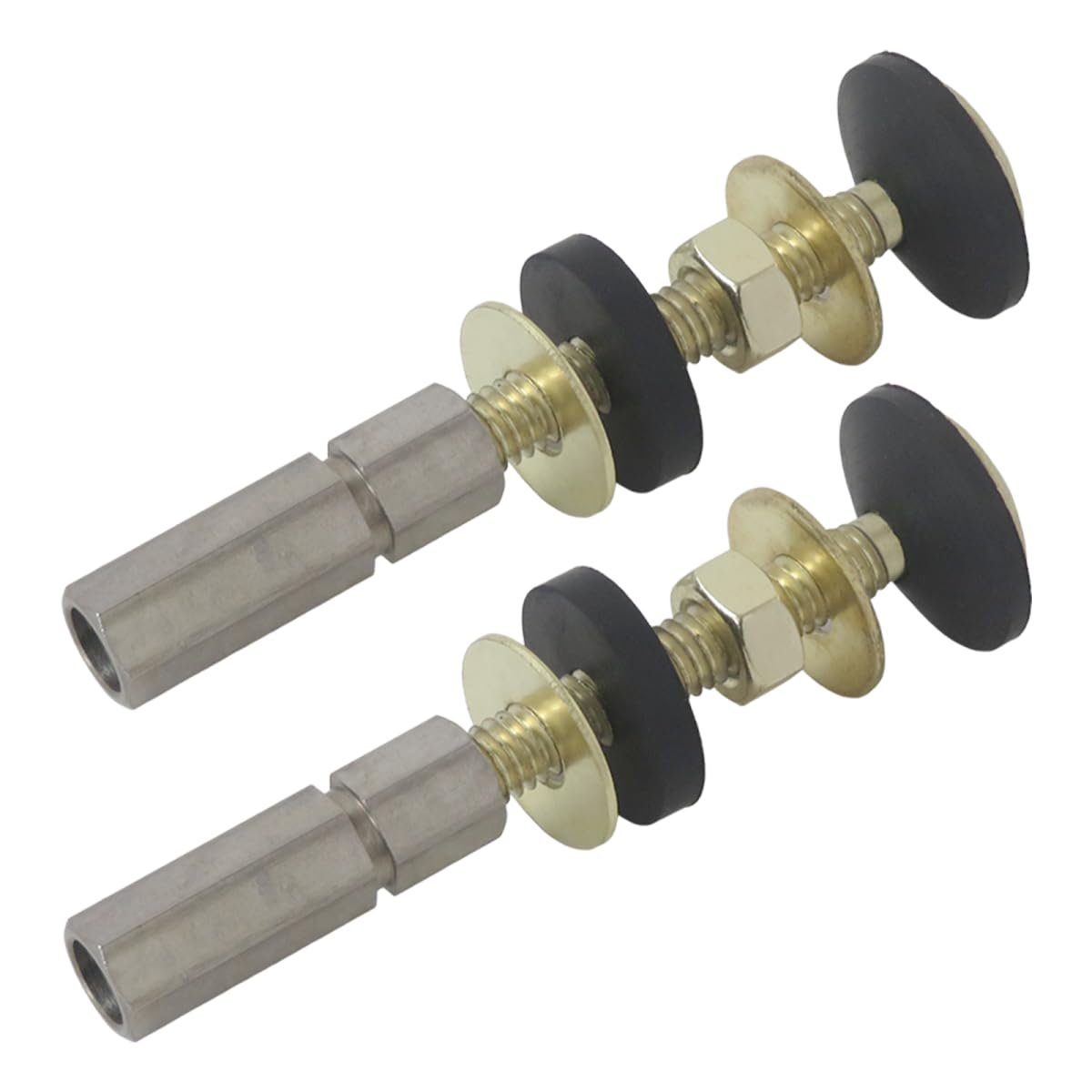 Toilet Tank Bolt Replacement Kit 2 Pack Stainless Steel And Brass Plated Bolts With Long Nuts Rubber Washers Rustproof Leak