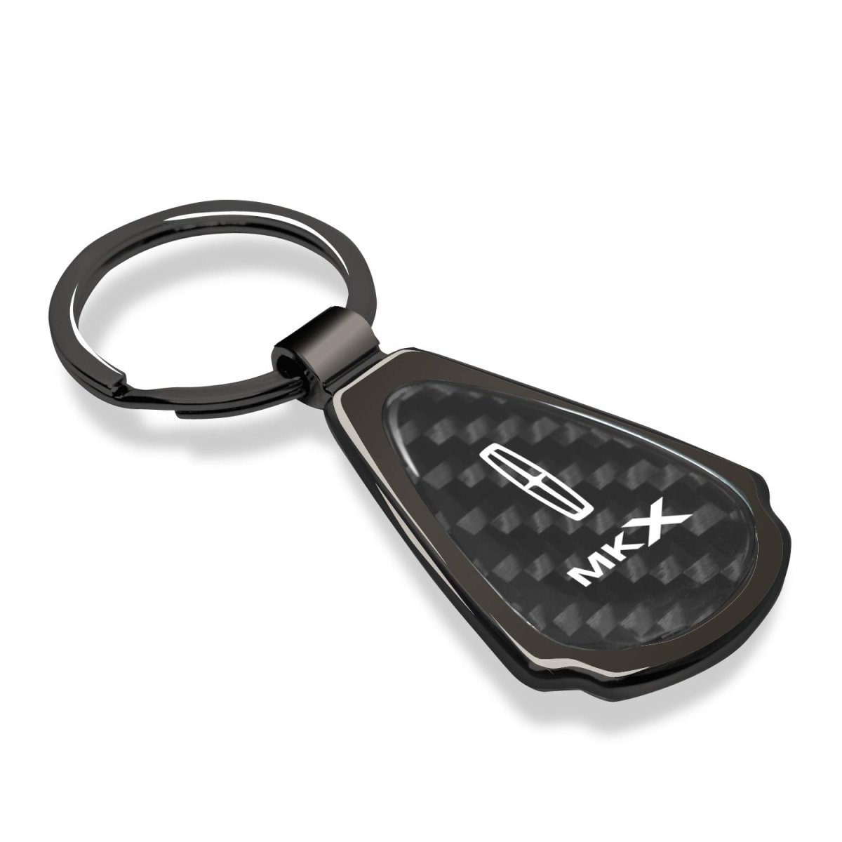 Lincoln Mkx Real Black Carbon Fiber Gunmetal Metal Teardrop Key Chain