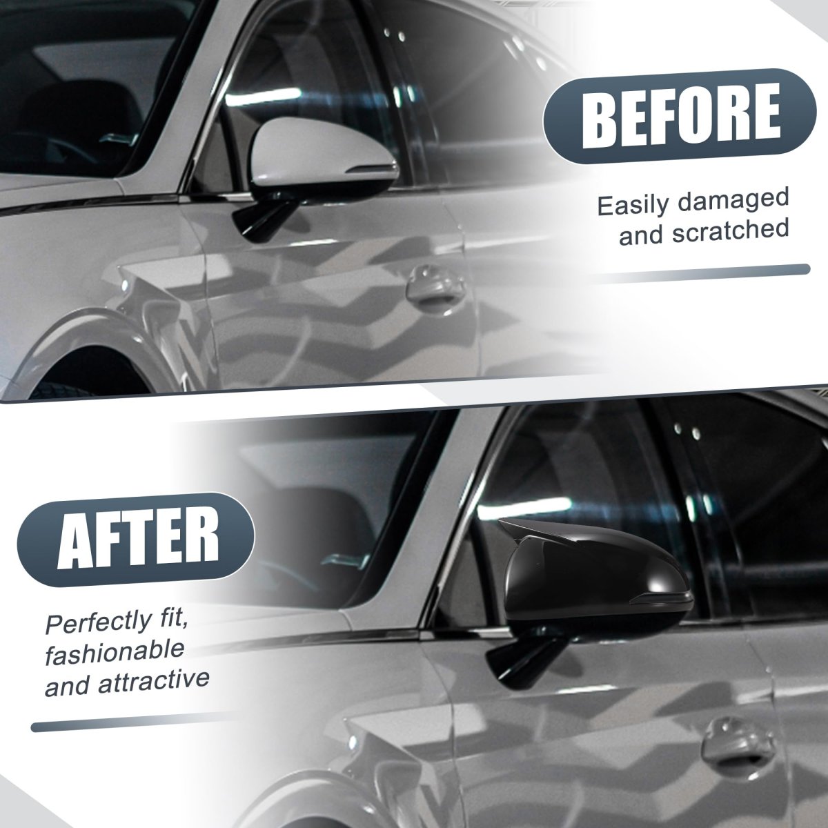 Rear View Side Mirror Cover Cap Overlay Gloss Black For Hyundai Sonata 2020 2021 2022 2023 Driver And Passenger Models With