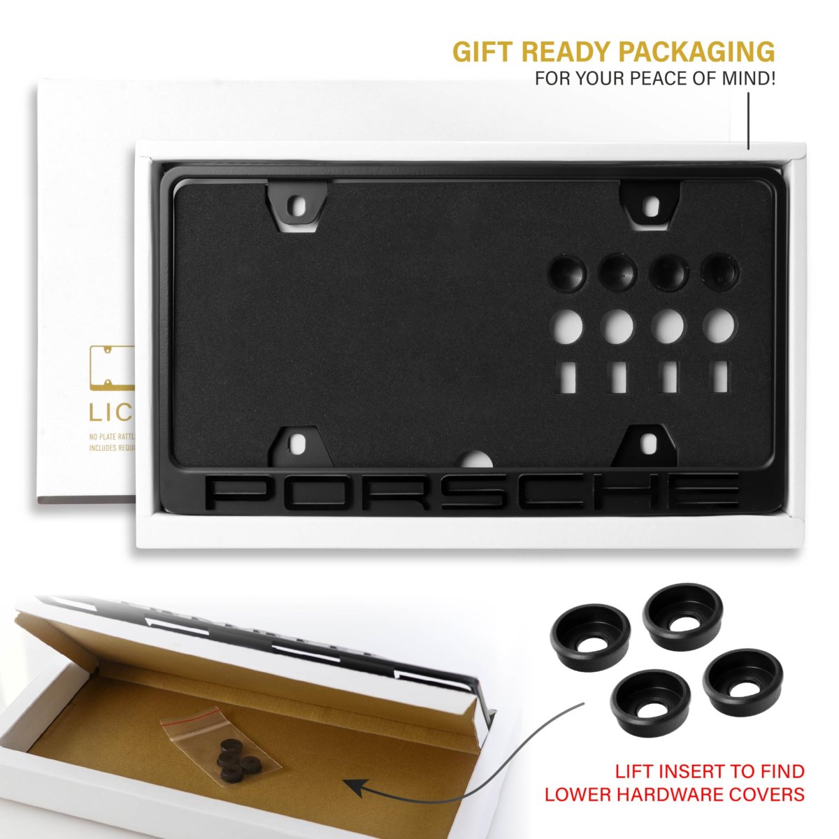 Usr Unique Style Racing Stealth Black Powder Coat Uv Resistant Rust-proof Steel Plate Holder 1pc Compatible 911 Carrera Boxster