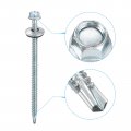 Uxcell 12 X 4 Self Drilling Screws With Rubber Washer 100pcs Zinc Plated Steel Roofing Hex Head Tapping Epdm For Metal To