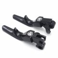 Httmt- Black Silver Skull Shorty Brake Clutch Levers Compatible With 96-03 Xl 96-12 Softail 96-07 Touringa