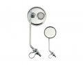 Bicycle Mirror Set 2 Round Chrome Mirrors With Clear Convex Reflectors For Left And Right Sides Windshield Mount 
