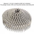 Gxywady 1200pcs 1-1 2 X 0 09 Inch Coil Roofing Ring Shank Siding Nails 15 Degreeed 304 Stainless Steel Wall Small Cap Coil