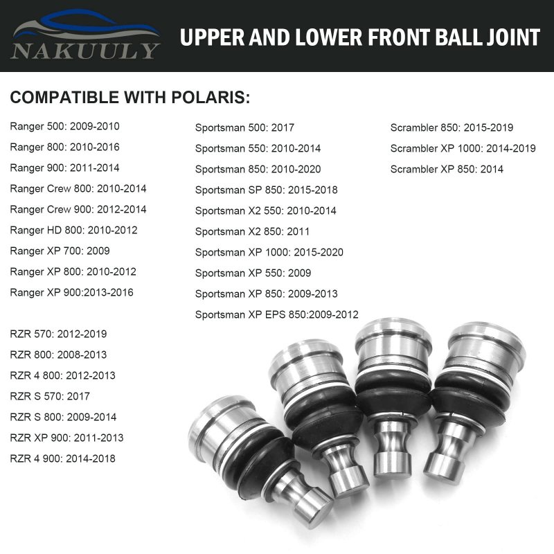 Ball Joint 4pcs For Polaris Rzr 570 800 900 Ranger Sportsman Scrambler Front Upper And Lower Replaces