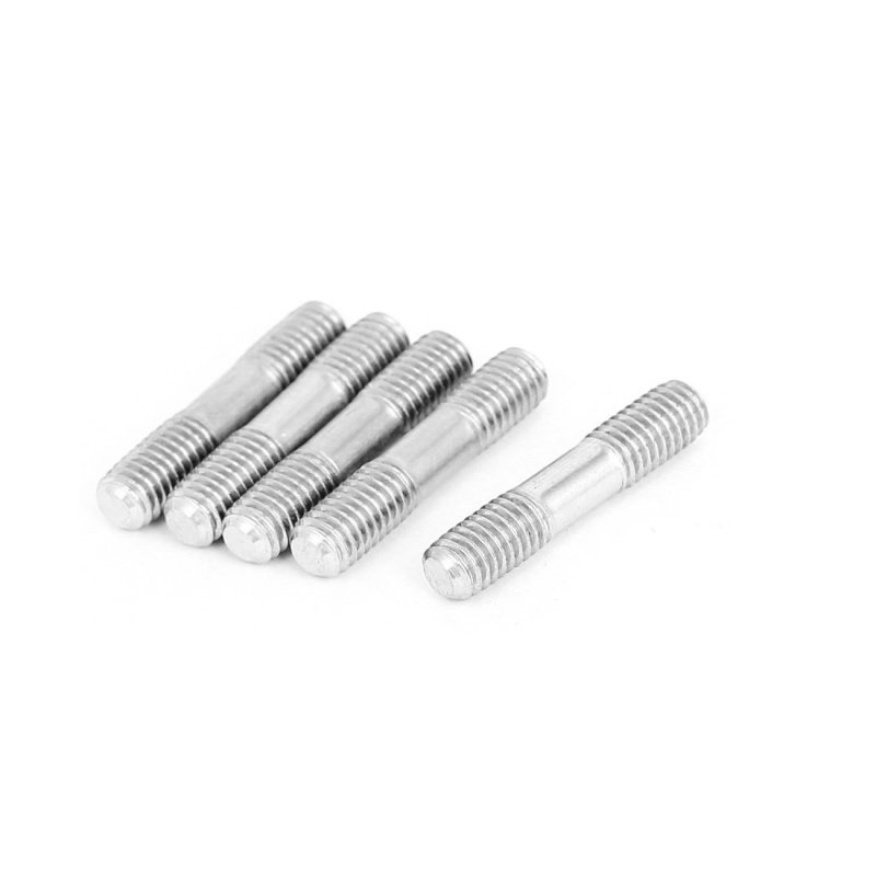 M5x25mm 304 Stainless Steel Double End Threaded Stud Screw Bolt 5pcs
