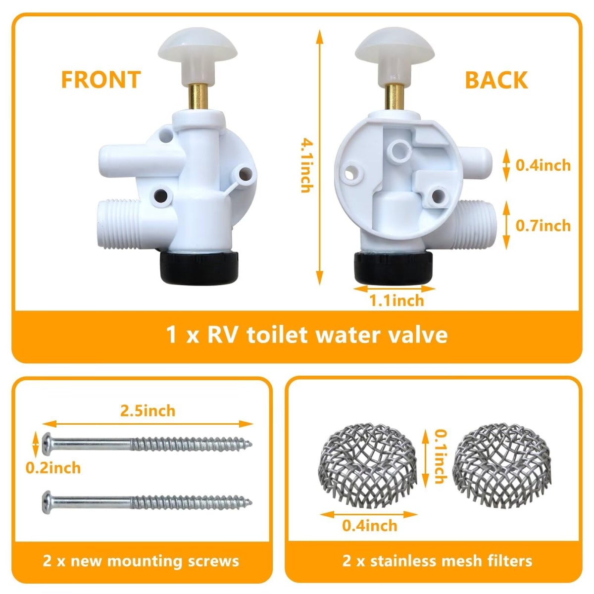 Rv Toilet Water Valve Kit Replacement 385314349 Fit For Foot-pedal Toilets 1049 1106 1147 1148 2010 2011 5006 5047