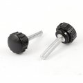 A14031700ux0550 M5 X 25 Mm Male Thread Round Head Black Knurled Grip Knob Pcs Pack Of 2 