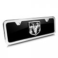 Au-tomotive Gold License Plate Kit For Dodge Ram Chrome On Black 