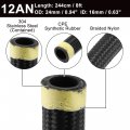 X Autohaux 8ft 12an Fuel Hose An12 Universal Car Braided Nylon Stainless Steel Cpe Oil Gas Line Black