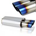Eparts 1 Piece 3 Outlet 2 5 Inlet Chrome Polished Stainless Steel Dual Burnt Tip Weld-on Exhaust Muffler 