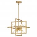 Yiisem Modern Small Square Gold Chandeliers 8-light Geometric Pendant Light Fixture Industrial Lantern Hanging Chandelier For 