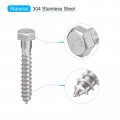 Uxcell Hex Head Lag Screws Bolts 10pcs 3 8 X 2-1 2 304 Stainless Steel Partial Thread Wood
