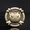 Cute Cat Kitty With A Fierce Face Classic Jolly Roger Design Metal 3d Emblem Badge Pre-adhesive For Car Motorcycle Spider Atv