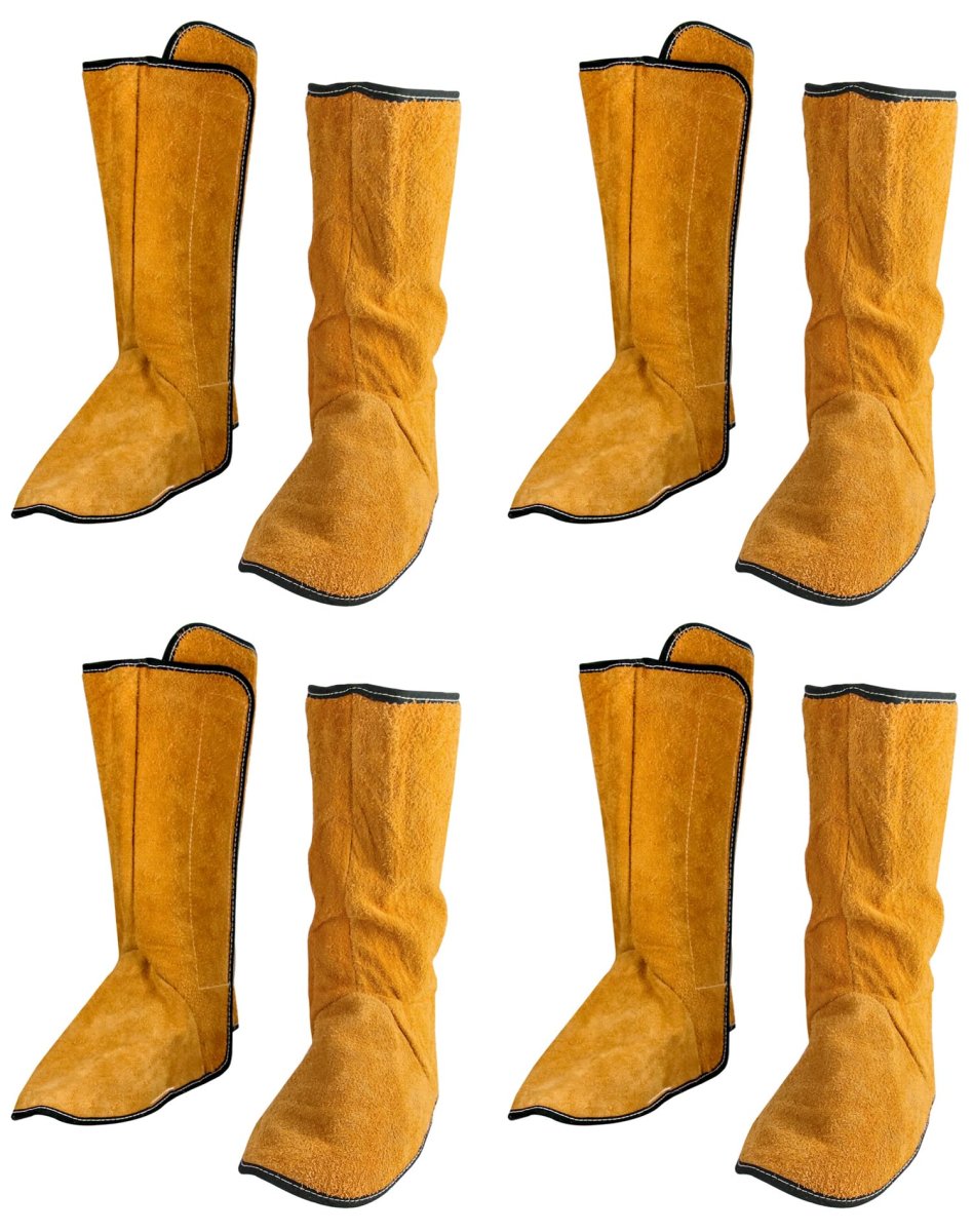 Fireproof Shoe Leg Covers For Welding Split Cowhide Leather Safety Boot Protectors And Guards Gaiters 4 Pairs Universal Size