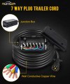 Partsam Heavy Duty 7 Way Plug Inline Trailer Cord With Gang Junction Box Weatherproof 8 Feet Connector Cable Wiring Harness