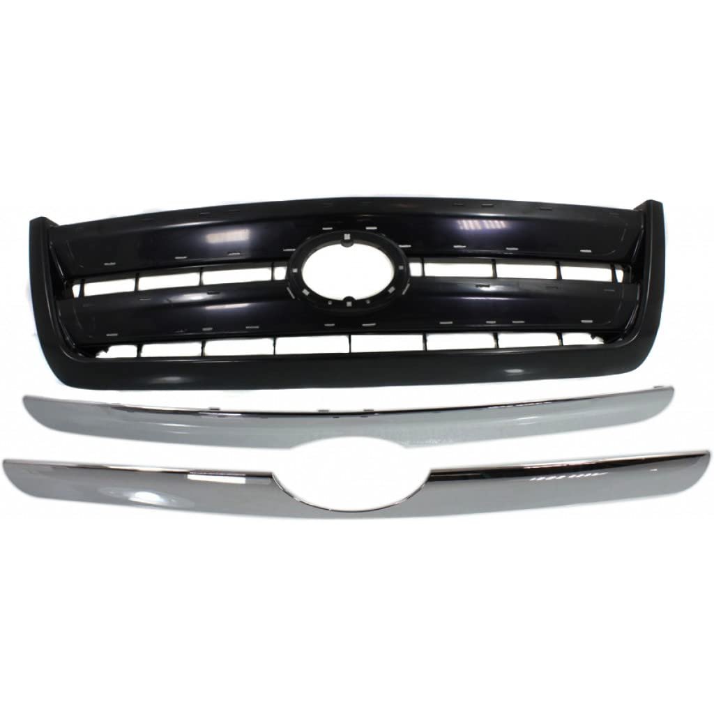 Toyota Tundra Grille Assembly 2003 2004 2005 2006 Black Plastic Shell And Insert With Chrome Molding Regular Access Cab Sr5