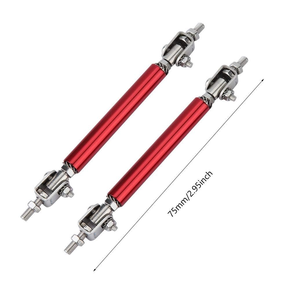 Car Bumper Protector 2pcs 75mm Universal Front Rear Lip Rod Splitter Strut Tie Support Red