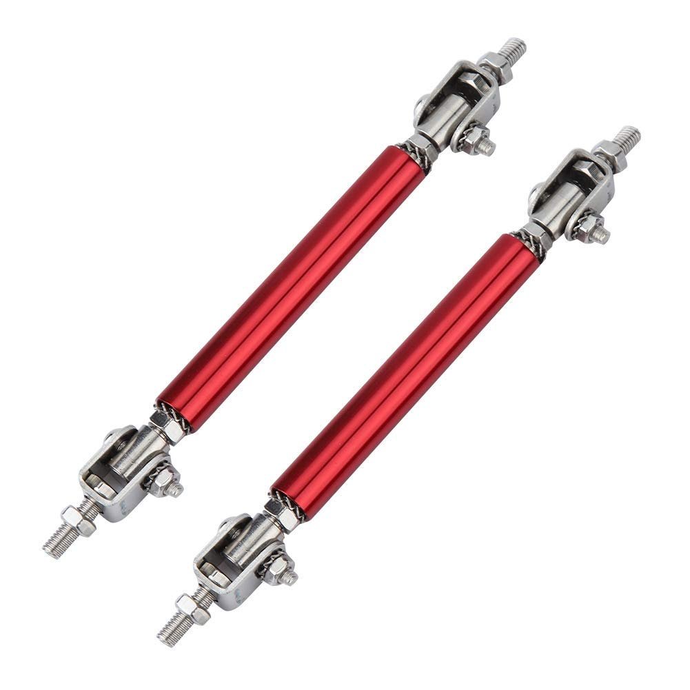 Car Bumper Protector 2pcs 75mm Universal Front Rear Lip Rod Splitter Strut Tie Support Red