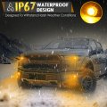 Partsam 4pcs Amber Led Hideaway Strobe Lights Kit 20 Flashing Modes W Control Box Hazard Warning Grille Safety Caution For Cars