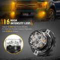 Partsam 4pcs Amber Led Hideaway Strobe Lights Kit 20 Flashing Modes W Control Box Hazard Warning Grille Safety Caution For Cars