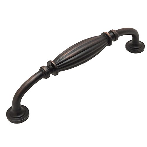 Cosmas 7120orb Oil Rubbed Bronze Country Style Cabinet Hardware Ribbed Handle Pull 5 Inch 128mm Hole Centers