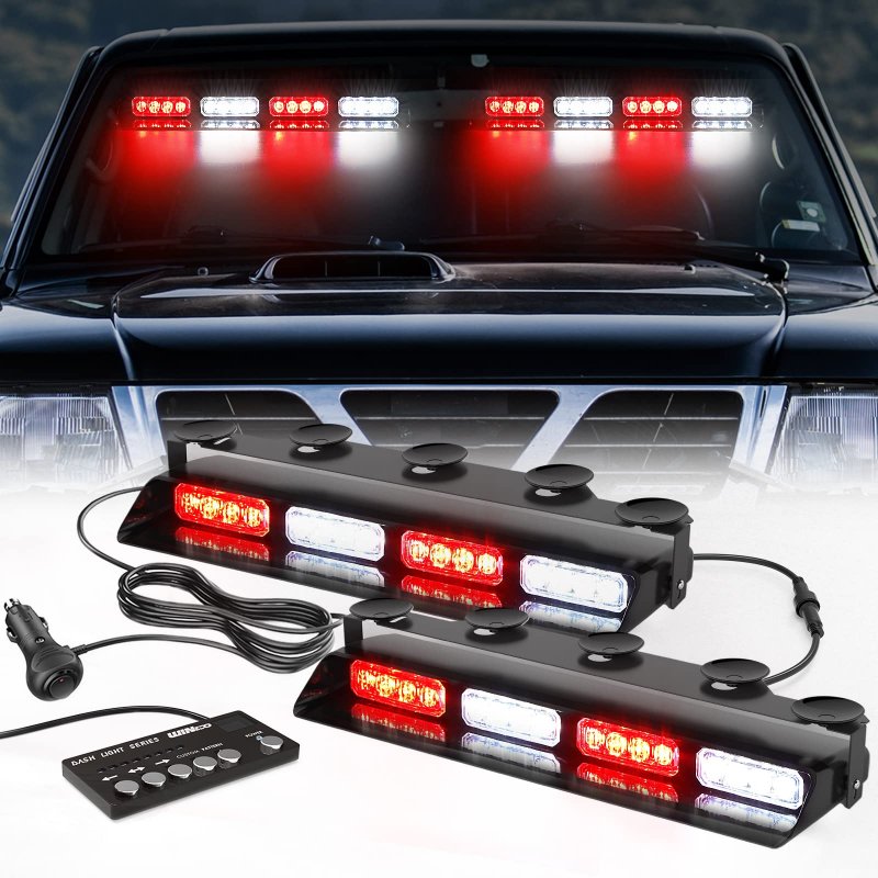 Wineco Emergency Dash Strobe Lights Red White Safety Flashing Warning Hazard Interior Front Rear Windshield Deck Split For