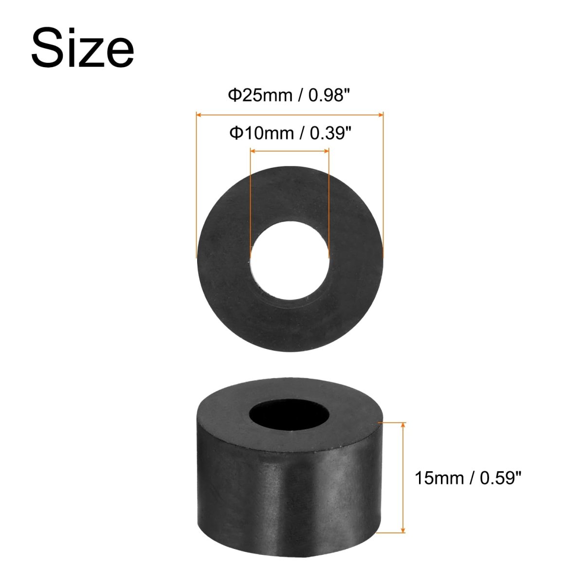 12pcs Rubber Spacers 25mm Od 10mm Id 15mm Height Round Anti Vibration Spacer Bushing Grommets Thick Washers For Home Car