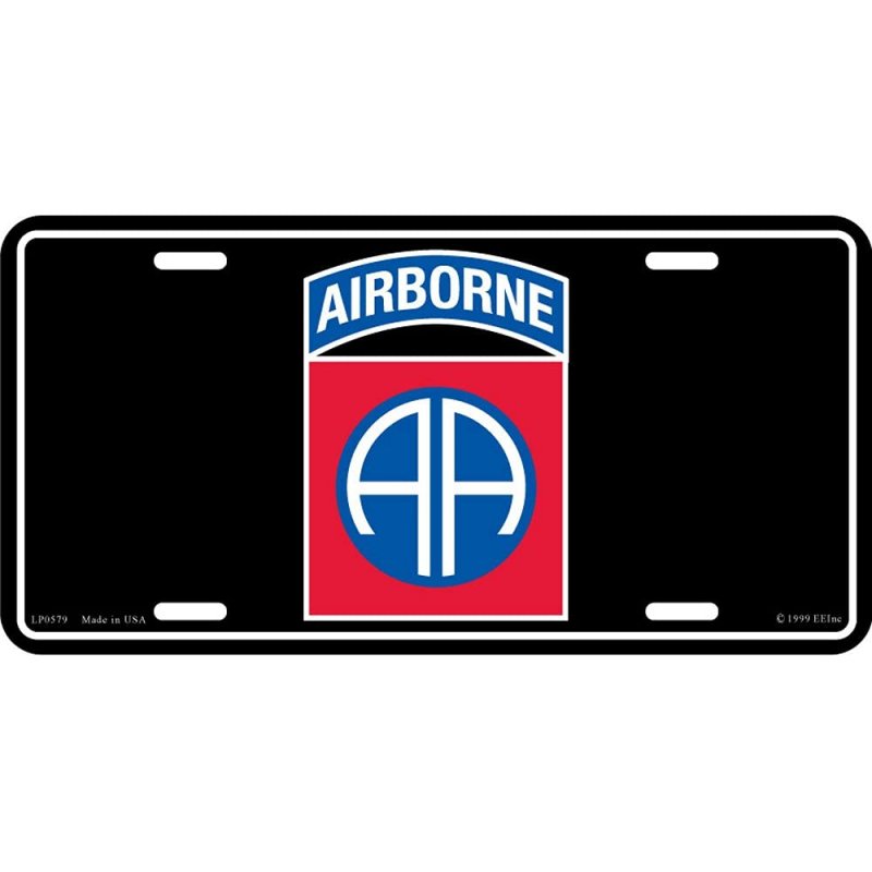 United States Army 82nd Airborne Metal License Plate 6 In X 12 Aluminum With Enamel Finish Includes Fastener Screws Universal