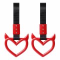 Ouzorp 2pieces Rings Heart Shaped Car Handle Ring Hand Strap For Subway Train Bus Car Exterior Accessories Red 