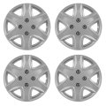 13 In Silver Universal Hubcap Wheel Cover Durable Abs Plastic With Carbon Steel Ring For Most Car Models Full Lug Skin 