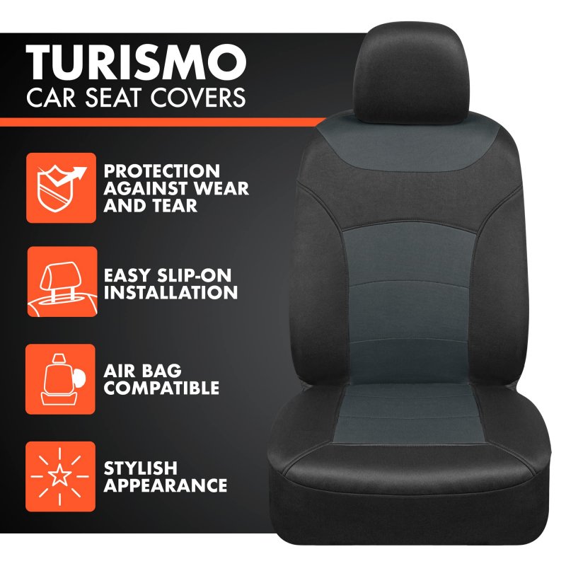 Bdk Carxs Turismo Car Seat Covers Full Set Gray Two-tone Front With Split Rear Bench Back Cover Automotive For Trucks Suv Van