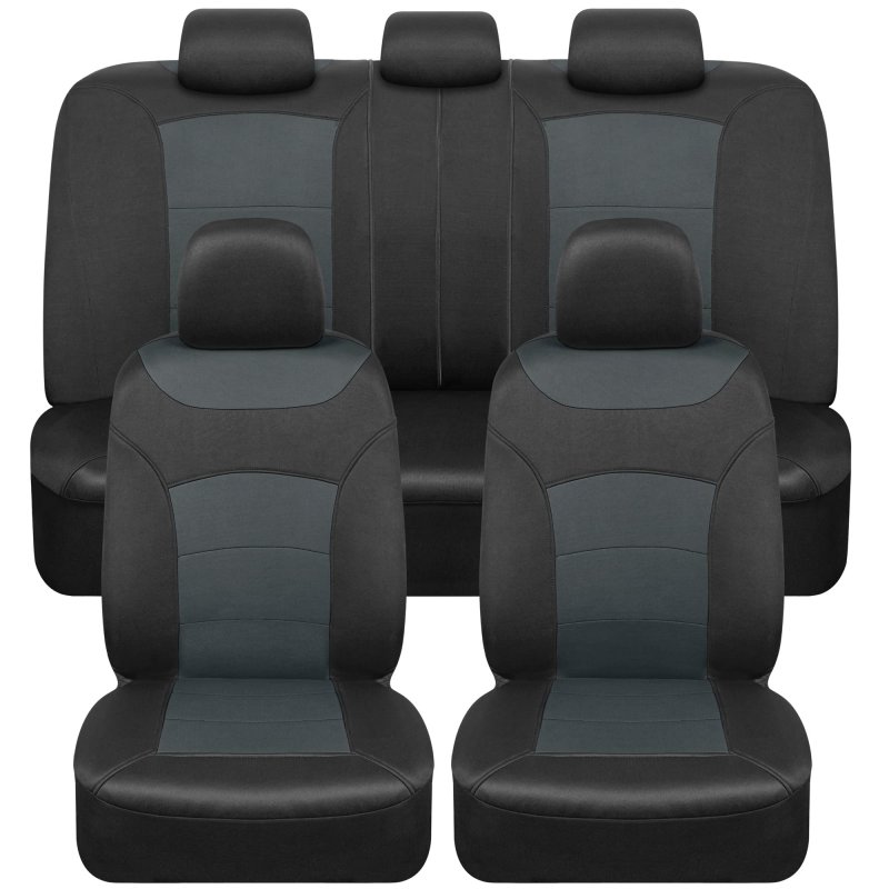 Bdk Carxs Turismo Car Seat Covers Full Set Gray Two-tone Front With Split Rear Bench Back Cover Automotive For Trucks Suv Van