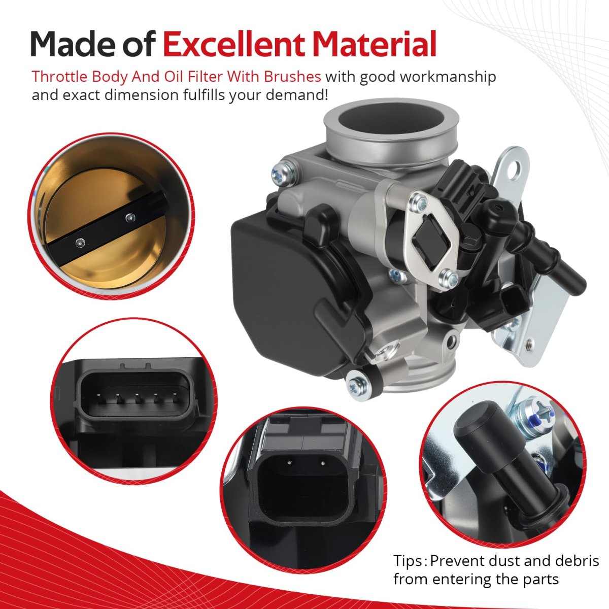 Throttle Body And Oil Filter With Brushes For Honda Rancher 420 2x4 4x4 2014-2019 O E M 16400-hr3-a42
