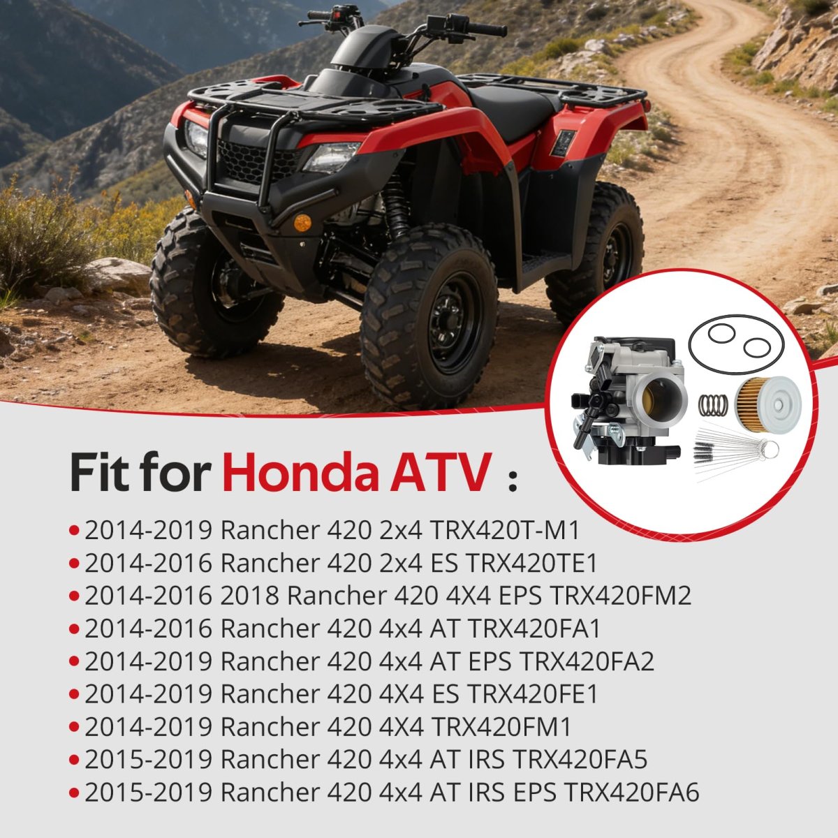 Throttle Body And Oil Filter With Brushes For Honda Rancher 420 2x4 4x4 2014-2019 O E M 16400-hr3-a42