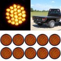 10 Pack 4 In Round Led Trailer Tail Lights Amber Side Marker Clearance Waterproof Surface Mount For Cars Truck Bus Van Boat 12v 