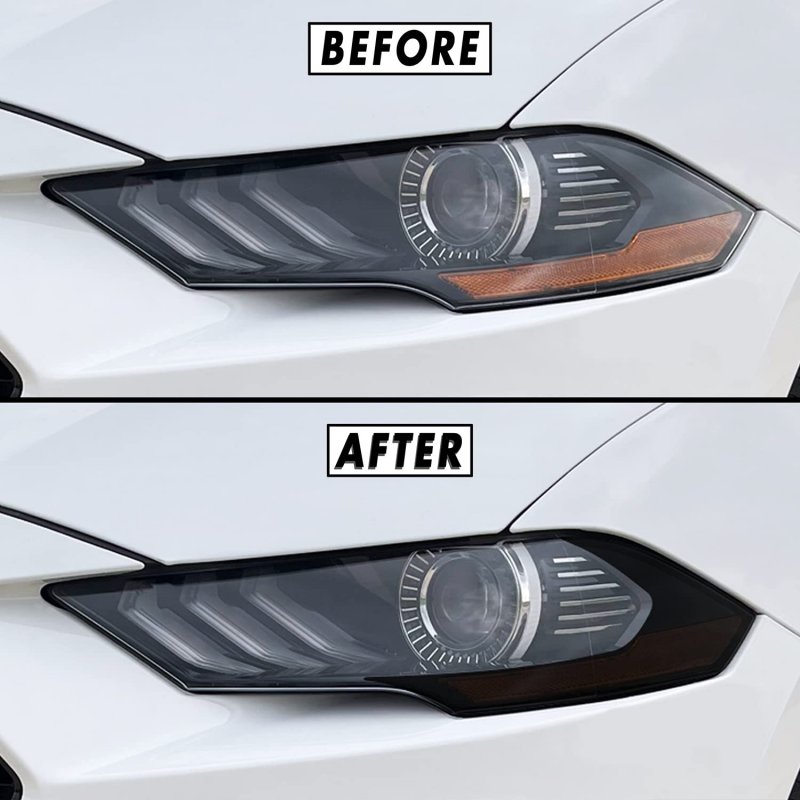 Slickmod Precut Vinyl Smoke Tint For 2018-2021 Ford Mustang Headlight 2 Sidemarker 20 Dark