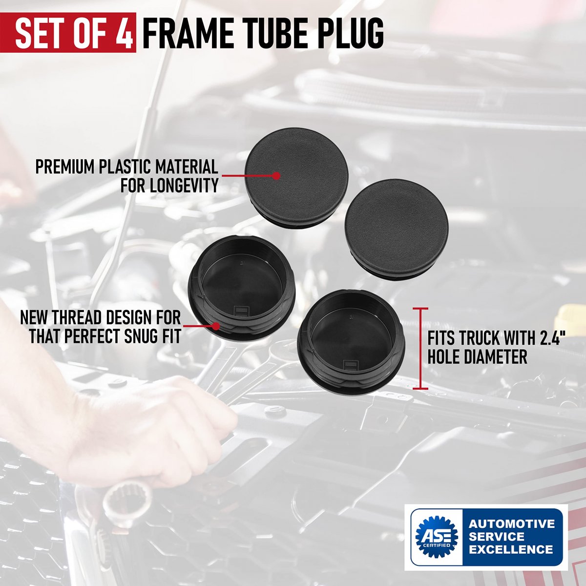Frame Tube Plug Set Of 4 For Chevy Silverado Gmc Sierra 1500-99 2000 2001 2002 2003-2014 2015 2016 2017 2018 Rear Wheel Well