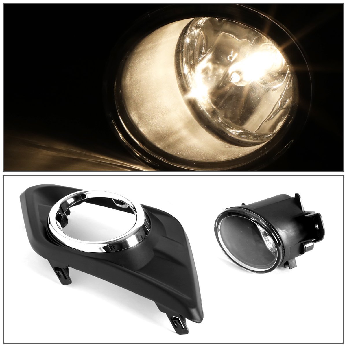 Fog Lights Assembly For 2014 2015 2016 Nissan Rogue Chrome Housing With Clear Lens H11 Halogen Bulbs Wiring Harness And Switch