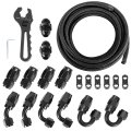 8an Fuel Line Kit 0 44 In Id Stainless Steel Braided Hose With Adapters Cpe 25 Ft Oil Gas And End Fitting Black