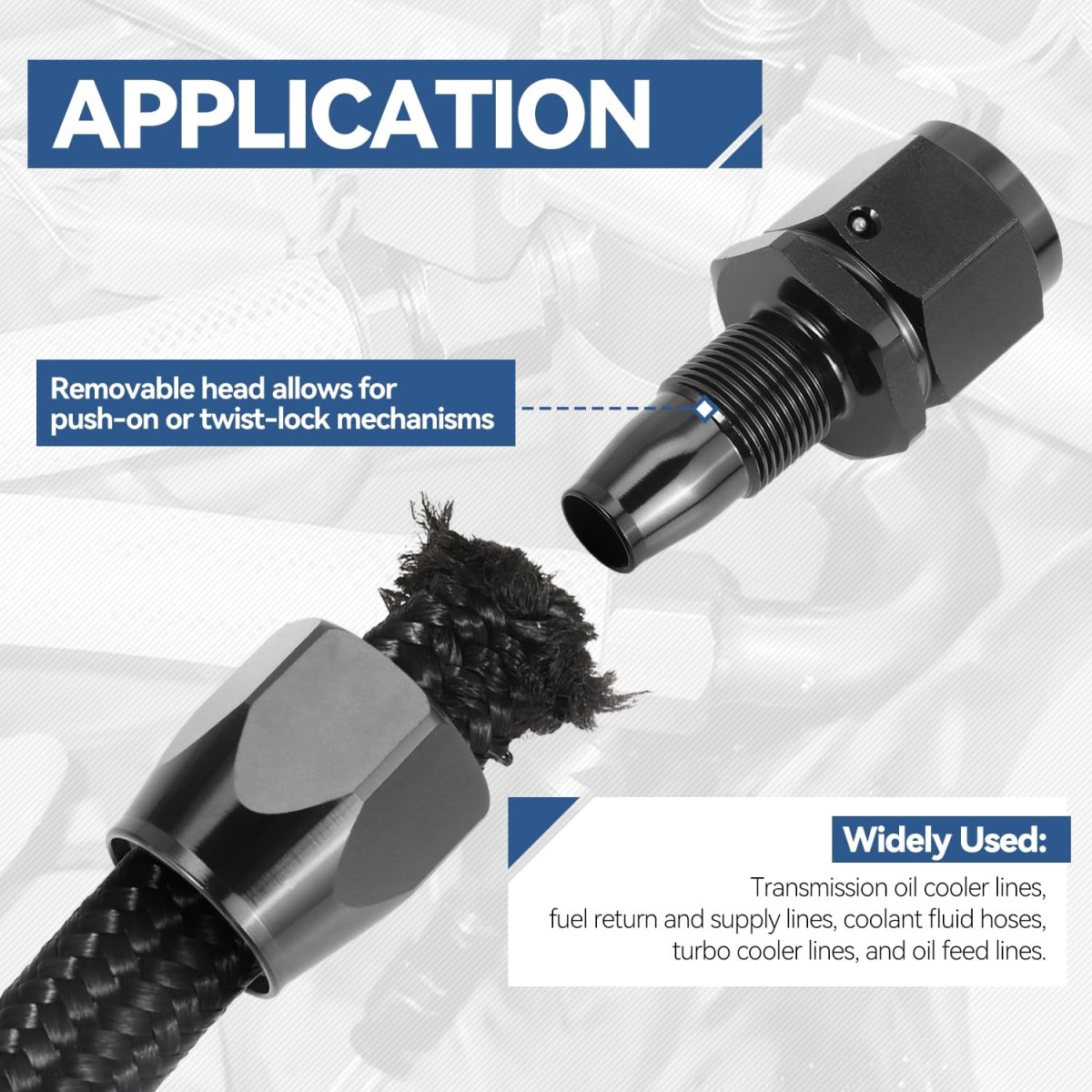 8an Fuel Line Kit 0 44 In Id Stainless Steel Braided Hose With Adapters Cpe 25 Ft Oil Gas And End Fitting Black