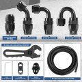 8an Fuel Line Kit 0 44 In Id Stainless Steel Braided Hose With Adapters Cpe 25 Ft Oil Gas And End Fitting Black