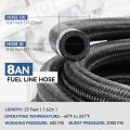 8an Fuel Line Kit 0 44 In Id Stainless Steel Braided Hose With Adapters Cpe 25 Ft Oil Gas And End Fitting Black